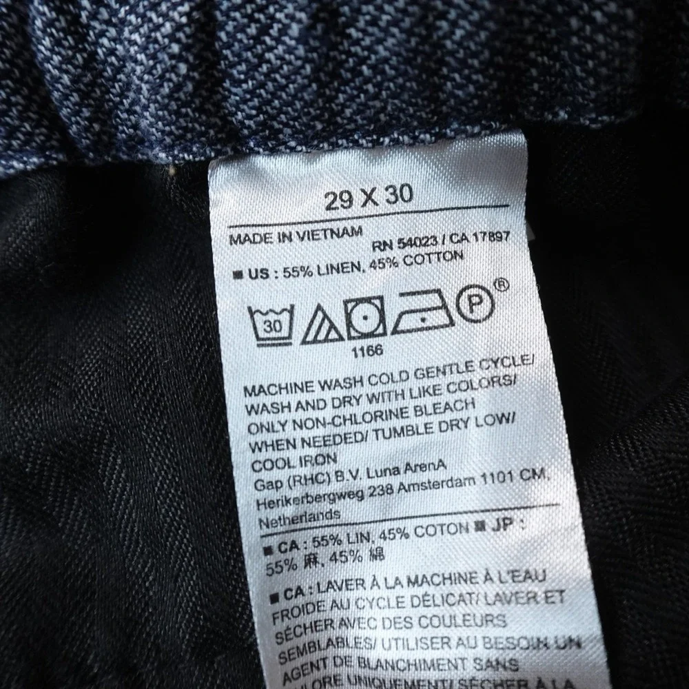 Banana Republic Pants Mens 29X30 Blue Linen Mason Athletic Tapered Chambray Flex
